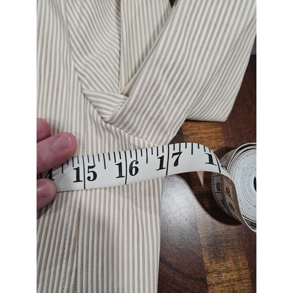 Vintage Theory White Beige Pinstripe Cotton Women's Blazer Size 6 Neutral Jacket - Picture 9 of 11
